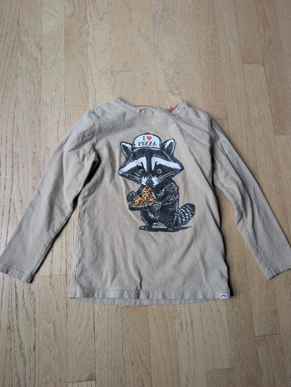 Appaman Beige Raccoon Pizza Graphic Long-Sleeve Tee